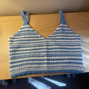 Hollister Blue and White Striped Knit Top